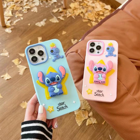 Star Stitch Pop Socket Stand Silicon Case for iPhone.