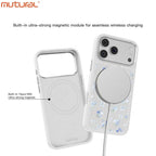 Silicon Protective Magsafe Floral Design Case for iPhone 17 Pro (White)