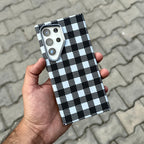 Luxo Grey White Check With Magsafe-Samsung ( No. 1888 ) Mobile Case by CoverMeUp - Style 3