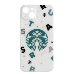 White Glitter Cartoon Character Printed Silicon Hard Case for iPhone.