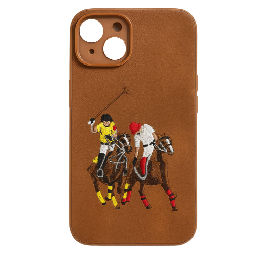 POLO JOCKEY Series Embroidered Leather Back Silicon Hard Case for iPhone.