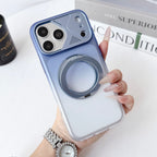 Dual Colour Matte Finish MagSafe 360° Rotating Stand With Metal Camera Cover Hard Case For iPhone 17 Pro Max / 18 Pro Max (Glacier Blue)
