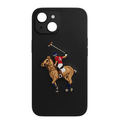 POLO JOCKEY Series Embroidered Leather Back Silicon Hard Case for iPhone.