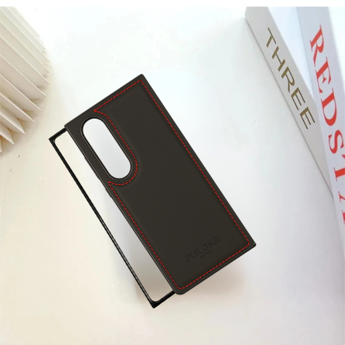 SAMSUNG GALAXY Z FOLD 4 PULOKA Hand Stitched LEATHER FALL PROOF CASE COVER Black