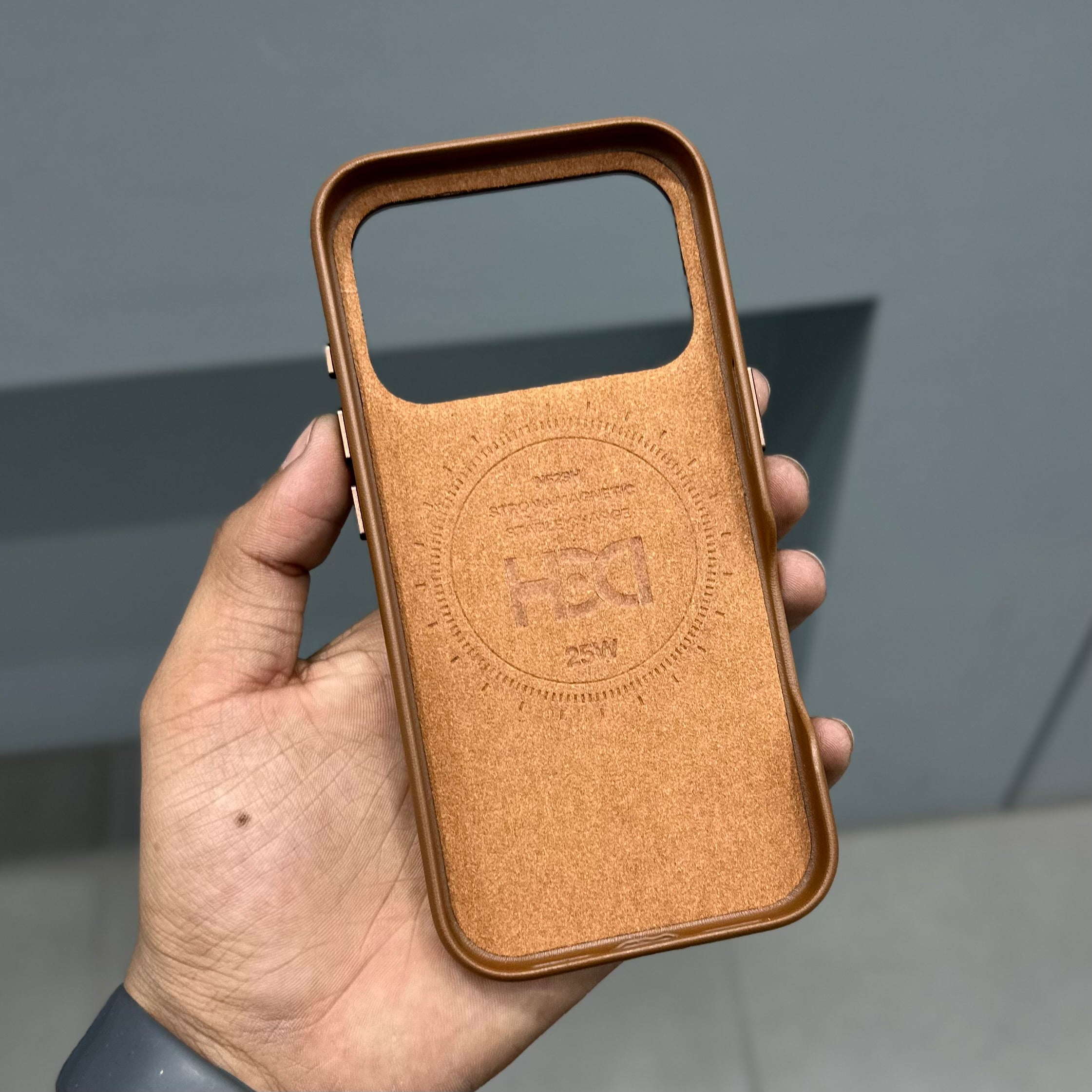 HDB DIVIDING VEGAN LEATHER MAGSAFE CASE - BROWN ( No. 2927 ) Mobile Case by CoverMeUp - Style 3