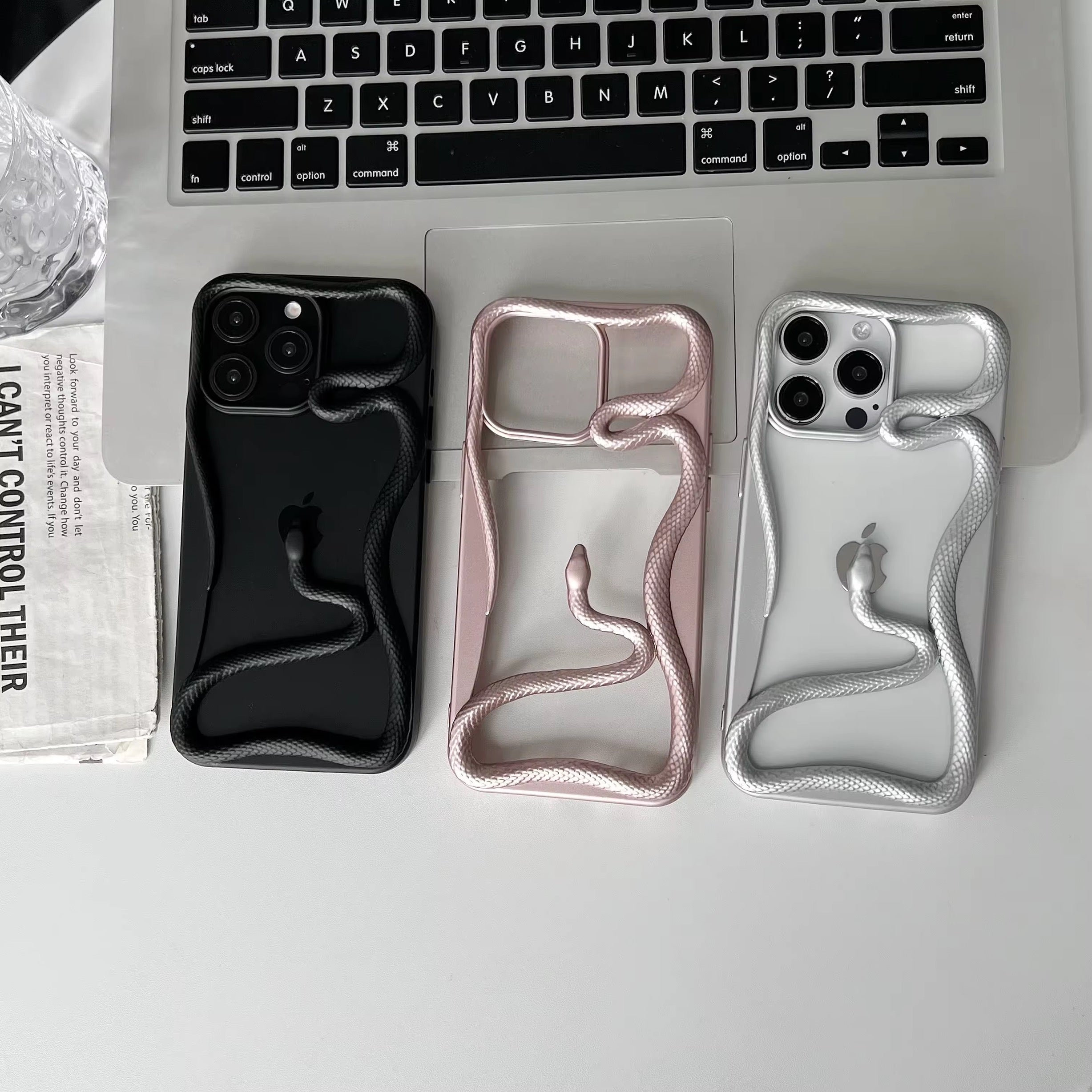 Protective Apple iPhone Back Cover - Serpente Carved Silicone iPhone Case - Style 2