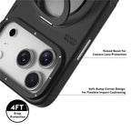YOUNGKIT Rotating Magsafe Stand Shockproof TPU + PU Leather Phone Back Cover for iPhone 17 Pro - BLACK