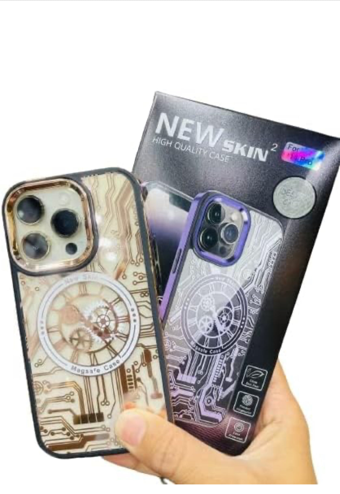 Mechanical Gear Gold Plated Magnetic Case | 3D Magnetic TPU | Back Cover Compatible for iPhone