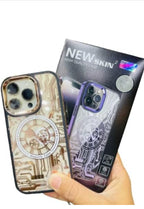 Protective Apple iPhone Back Cover - Mechanical Gear Gold Plated Magnetic Case | 3D Magnetic TPU | Back Cover Compatible for iPhone - Style 5