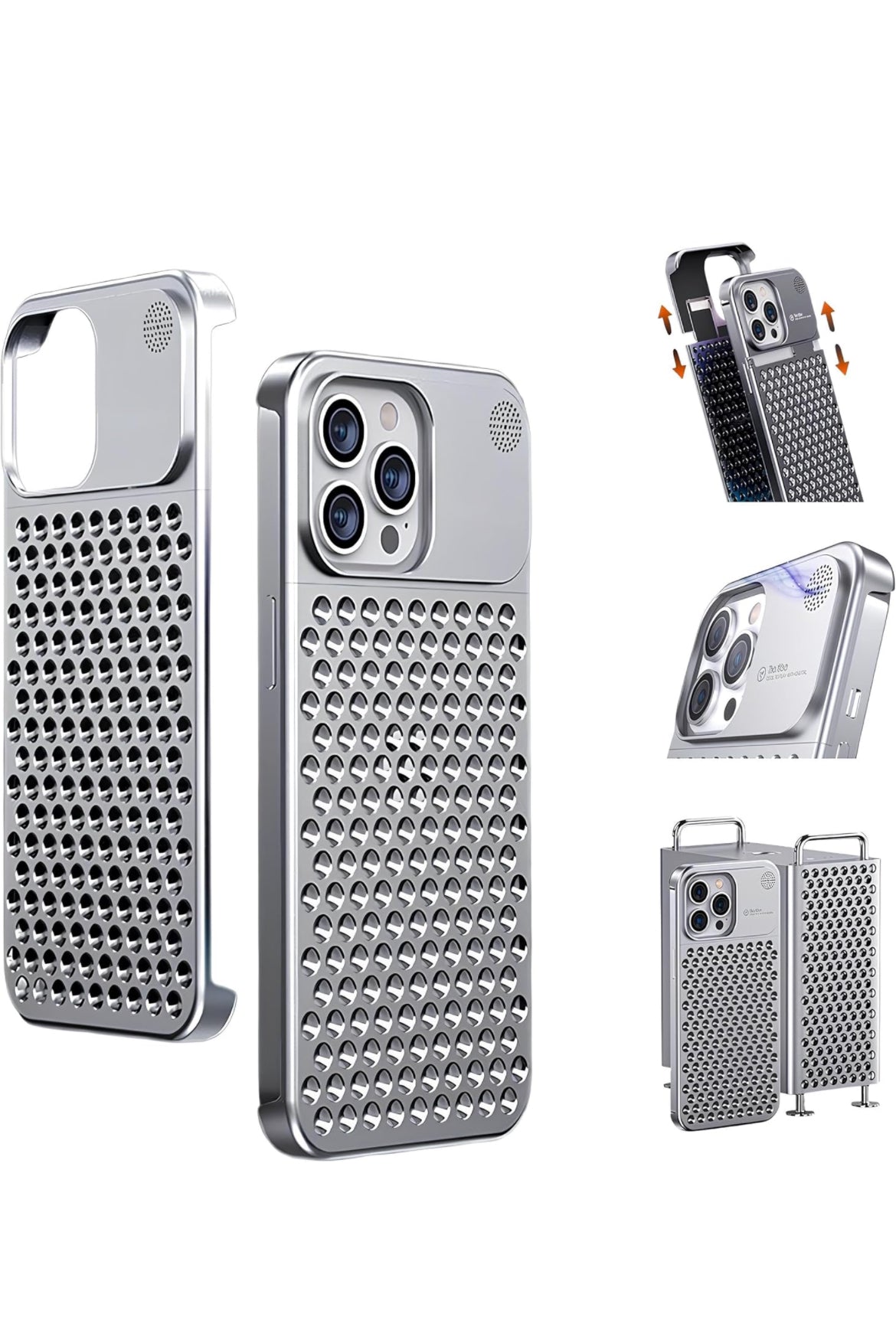 Metal Case [Aviation Aluminum Alloy] Ultra-Thin Frameless Protective Cases (Silver, Pro Max)