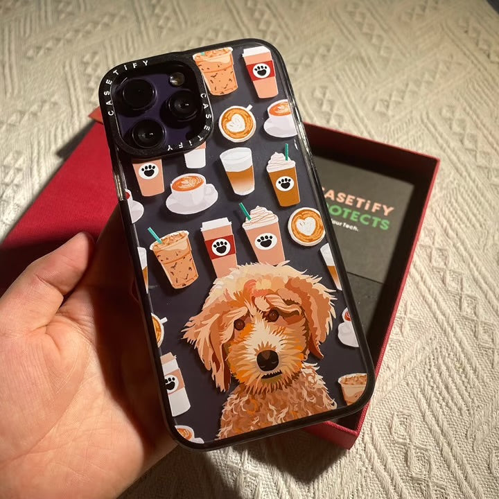Pink Space Dog Coffee Impact Soft Case For iPhone 12ProMax