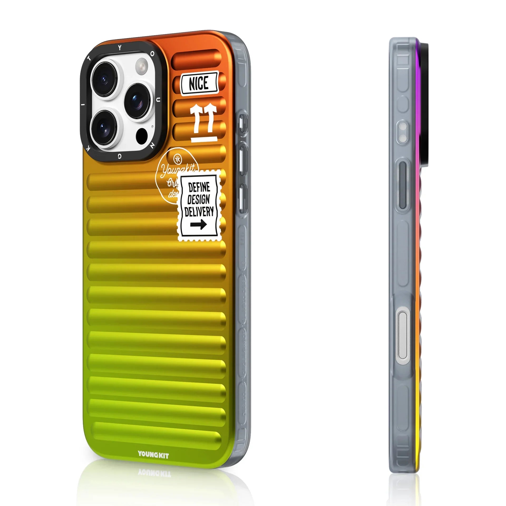 Protective Apple iPhone Back Cover - YOUNGKIT Aurora Luggage Series True Colour Case for iPhone 16 Pro Max (Sunset Red Glow) - Style 2
