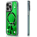 Protective Apple iPhone Back Cover - Playing Cards Luminous Radium Sand Case for iPhone 15 Pro Max (Green) - Style 2