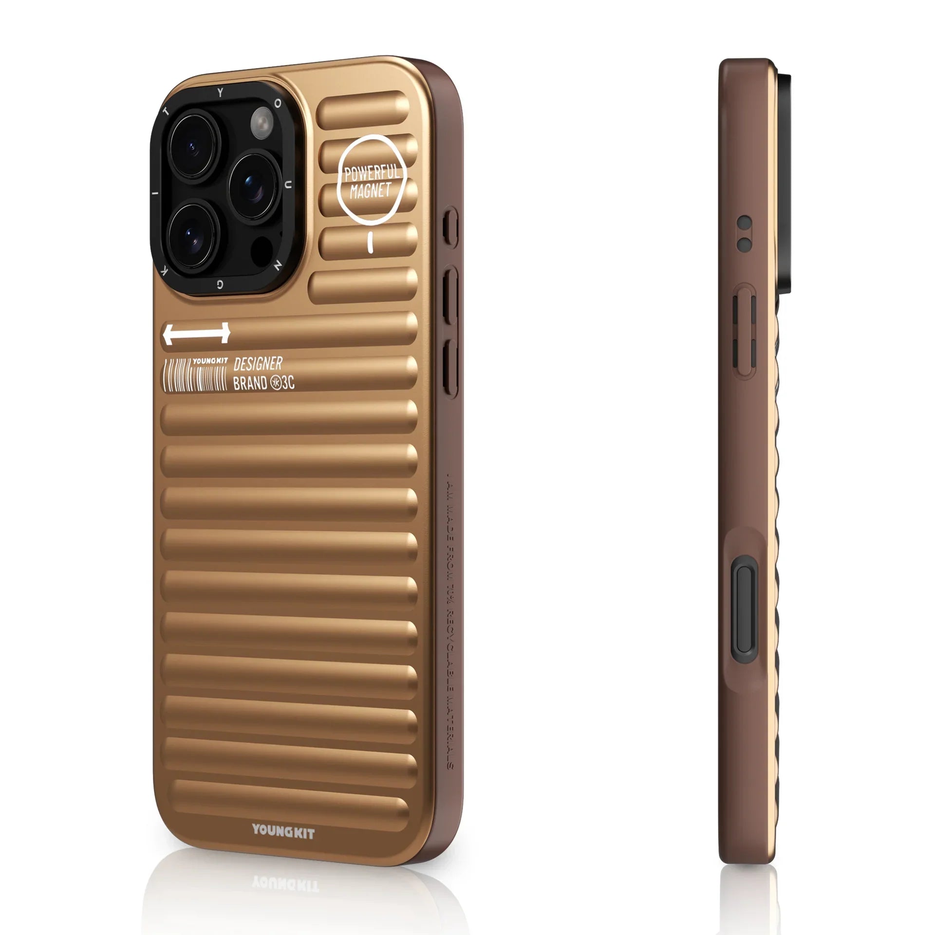 Protective Apple iPhone Back Cover - YOUNGKIT Luggage Series True Colour Case for iPhone 16 Pro (Desert Titanium) - Style 2
