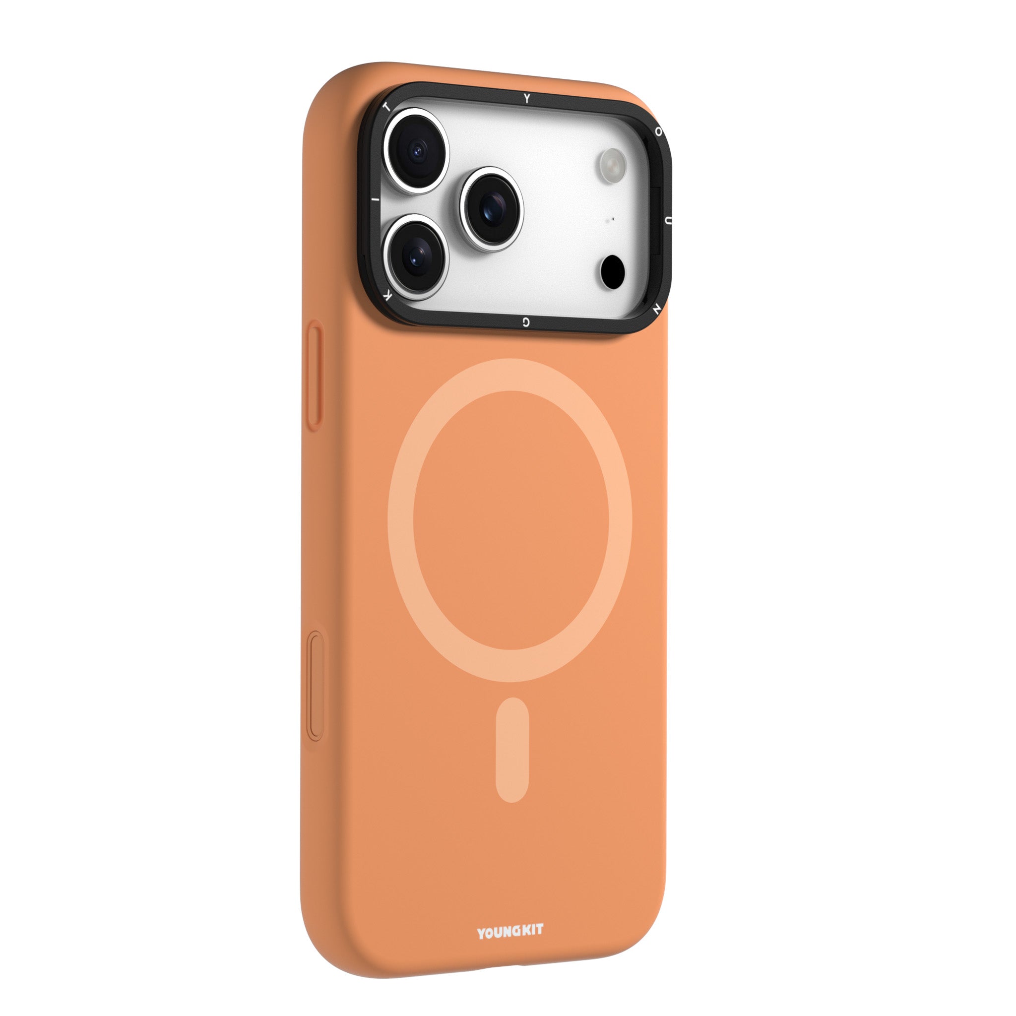 iPhone 17 Pro Case | YOUNGKIT Gel Creme Liquid Silicon Camera Stand Series (ORANGE)