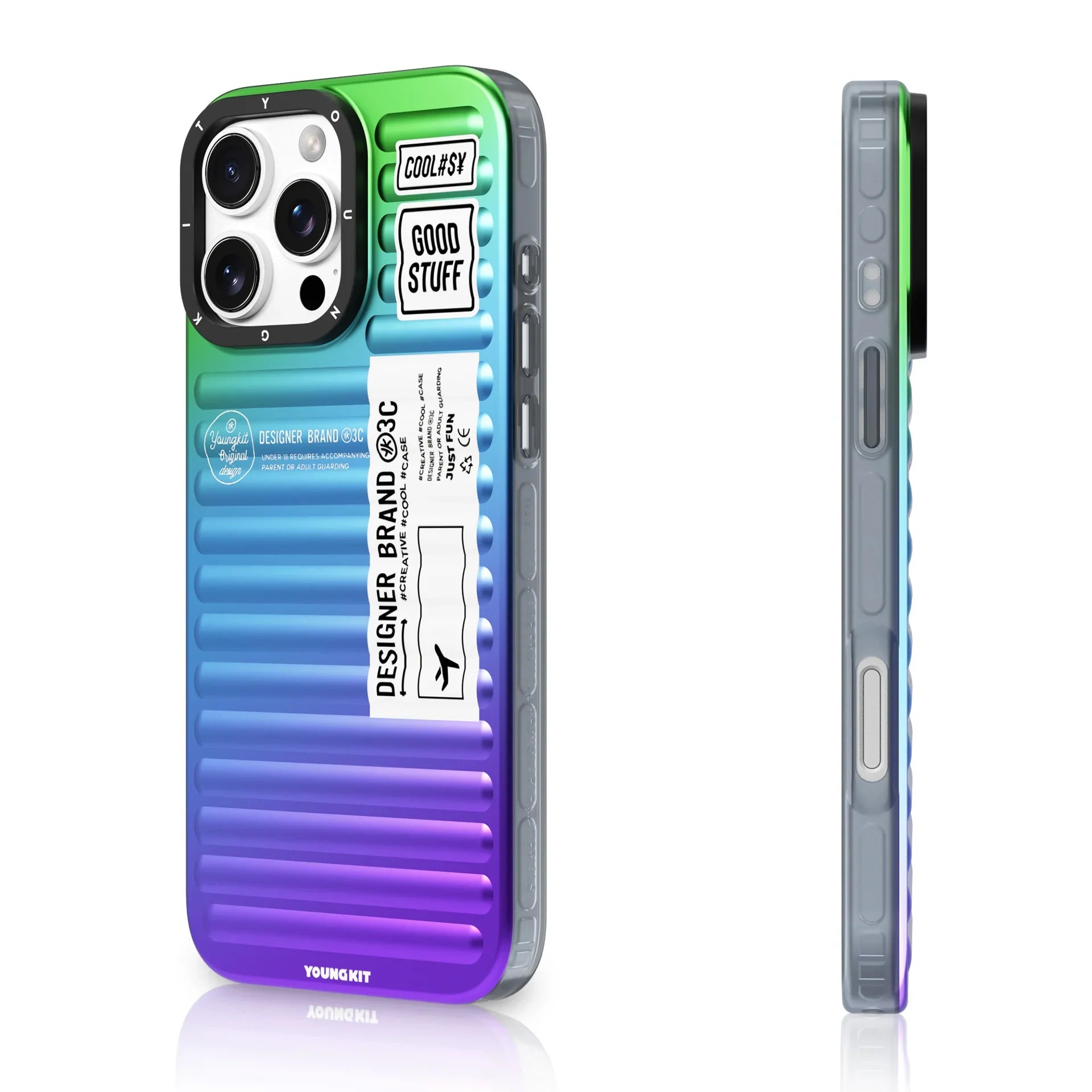 Protective Apple iPhone Back Cover - YOUNGKIT Aurora Luggage Series True Colour Case for iPhone 16 Pro (Aurora Galaxy) - Style 2
