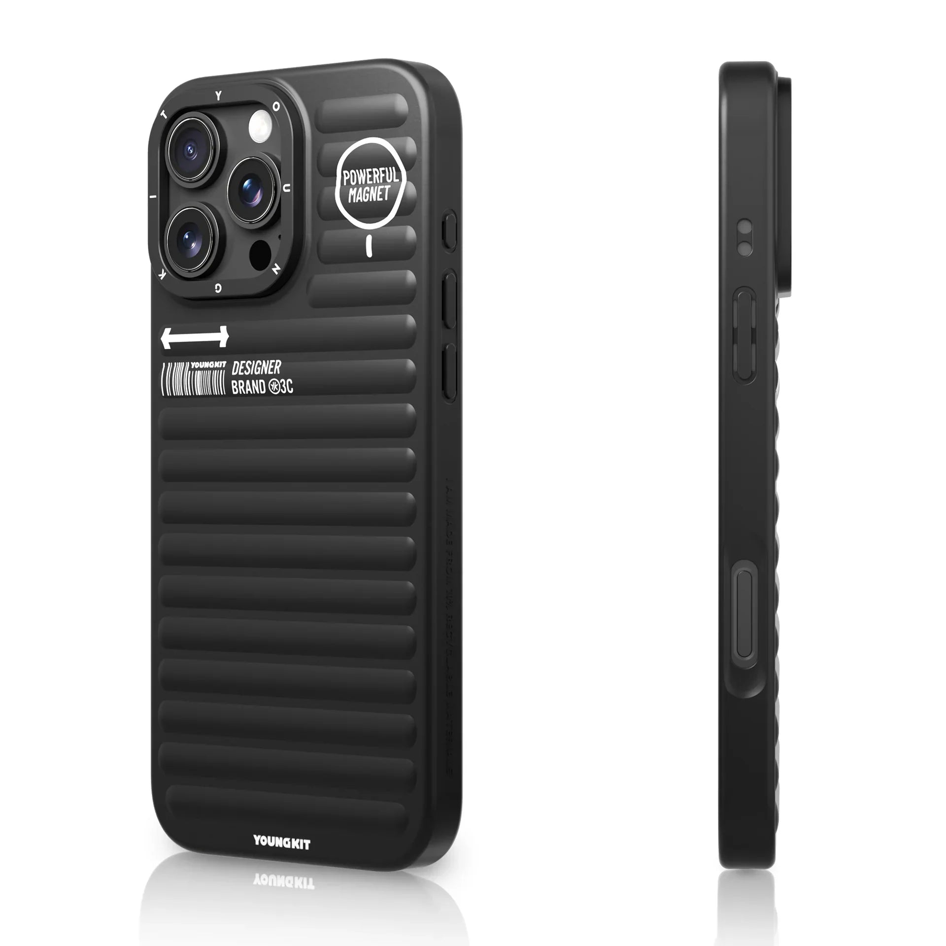 Protective Apple iPhone Back Cover - YOUNGKIT Luggage Series True Colour Case for iPhone 16 Pro Max (Black) - Style 2