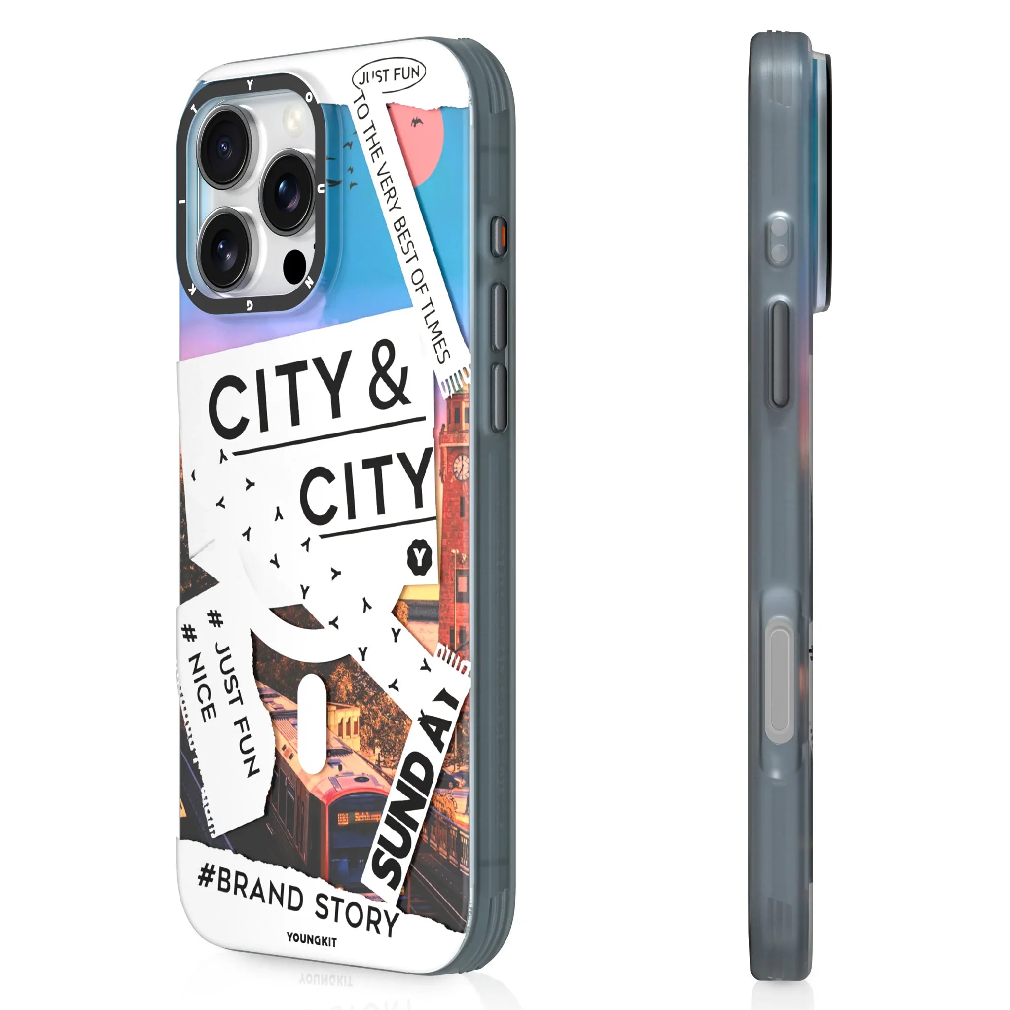Protective Apple iPhone Back Cover - YOUNGKIT City Series Where Urban Vibes Stick Metro Flow Case for iPhone 16 Pro - Style 2
