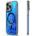 Protective Apple iPhone Back Cover - Playing Cards Luminous Radium Sand Case for iPhone 15 Pro (Blue) - Style 2