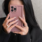 Protective Apple iPhone Back Cover - Square Rubber Bracket Holder Soft Silicone iPhone Case - Style 6