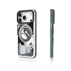 YOUNGKIT Cyberpunk 360° Rotation Ring Stand Case for iPhone 17 Pro (WHITE)
