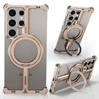 Samsung Galaxy S25 Ultra Frameless Metal Shockproof Bumper Case with Magsafe & 360° Rotatable Ring Kickstand - Desert Mobile Case by CoverMeUp - Style 2