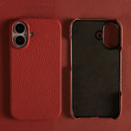Luxury Real Leather Phone Case with MagSafe (Lychee Pattern) Mobile Case by CoverMeUp - Style 35