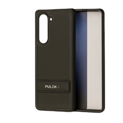 SAMSUNG GALAXY Z FOLD 5 PULOKA Hand Stitched LEATHER FALL PROOF CASE COVER Black