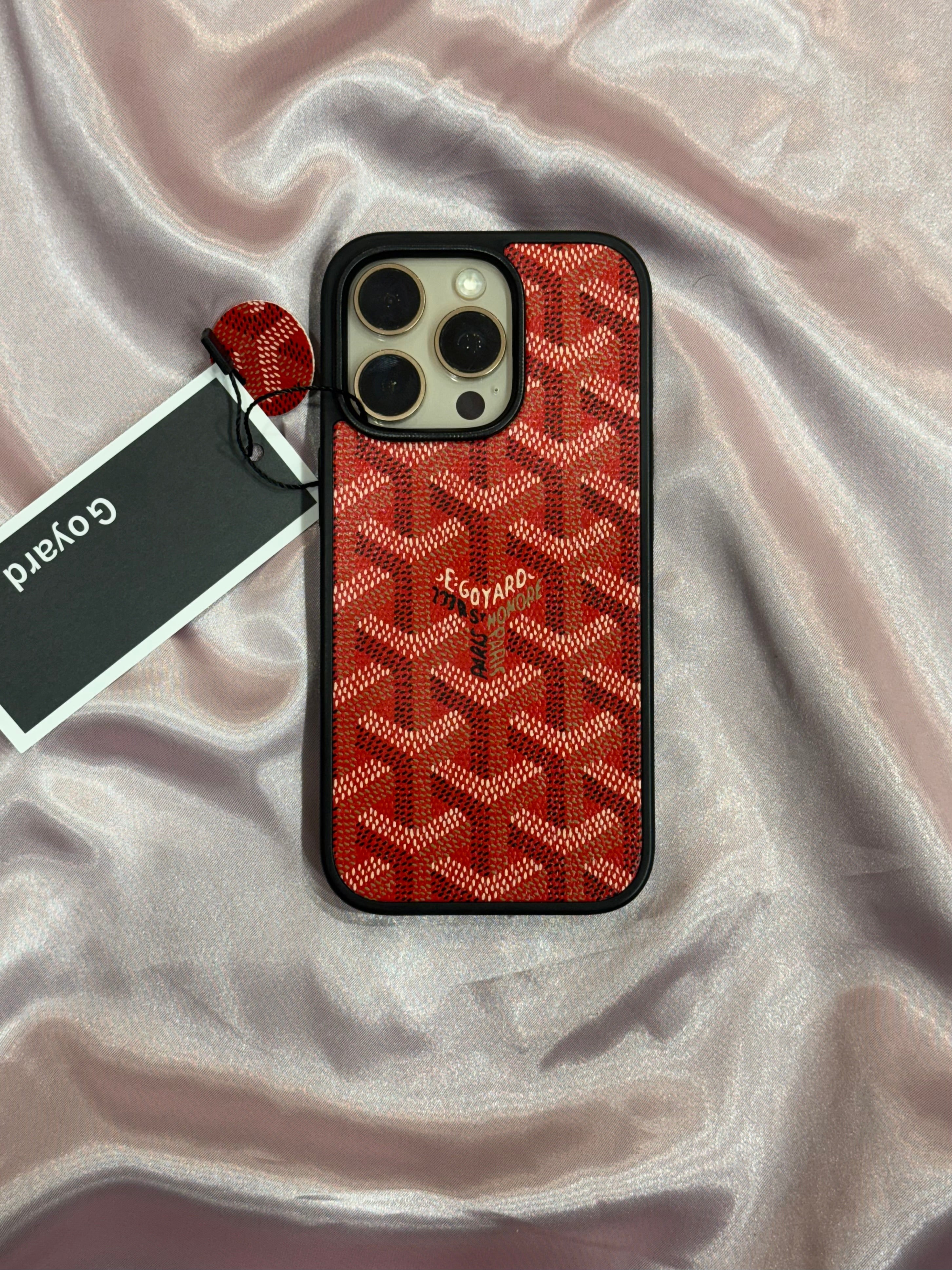 Branded PU Leather Case for iPhone 16 Pro Max (Red)
