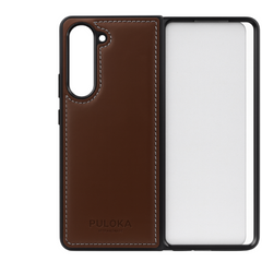 SAMSUNG GALAXY Z FOLD 5 PULOKA Hand Stitched LEATHER FALL PROOF CASE COVER Black