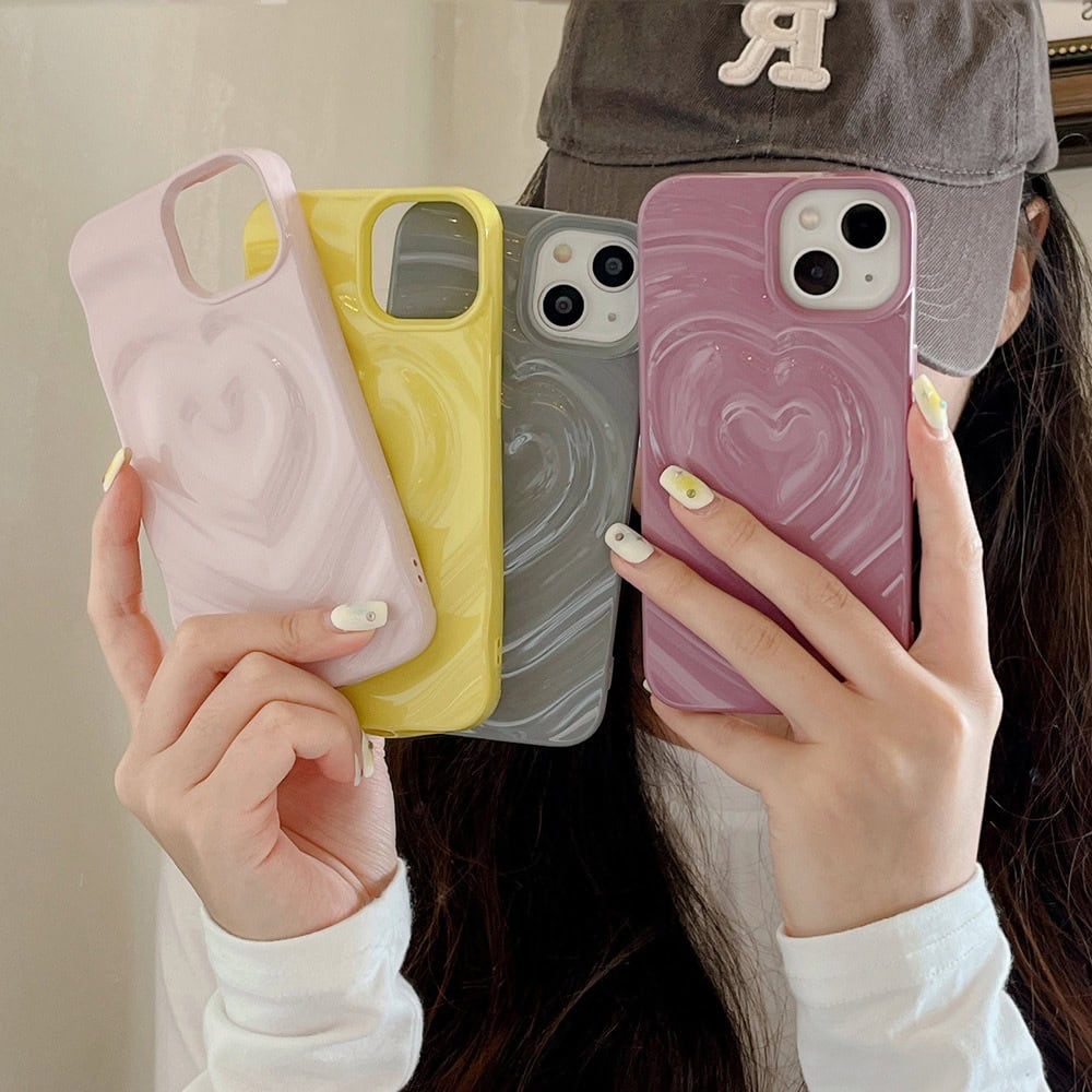 Protective Apple iPhone Back Cover - Heart Glossy Colorful Candy iPhone 3D Textured Case - Style 2