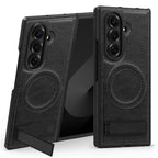 Samsung Galaxy Z Fold7 Leather Case with MagSafe & Kickstand - Black