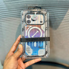Protective Apple iPhone Back Cover - Blue LumiQuicksand Night Glow iPhone 17 Pro Case - Style 4