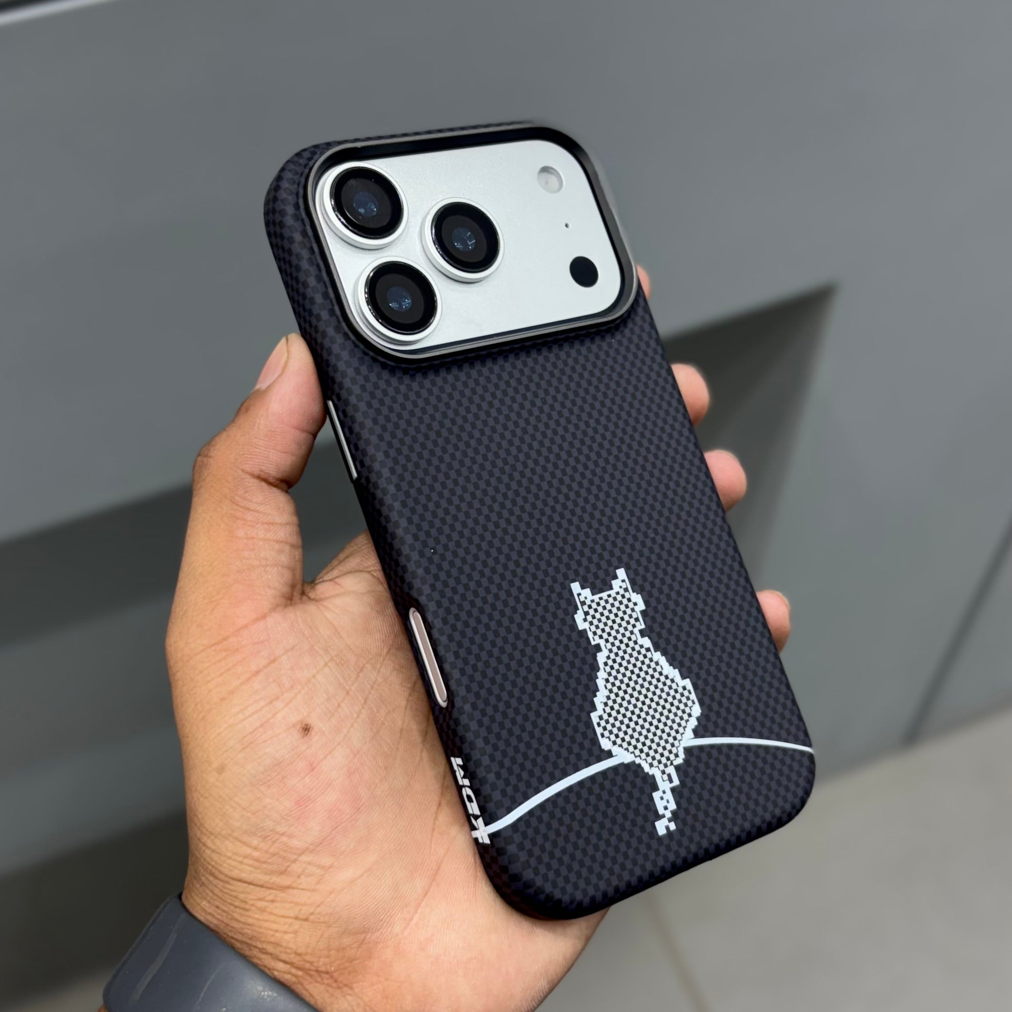 KDM Grafix Down Cat with Magsafe Case - Black ( No. 2224) Mobile Case by CoverMeUp - Style 2