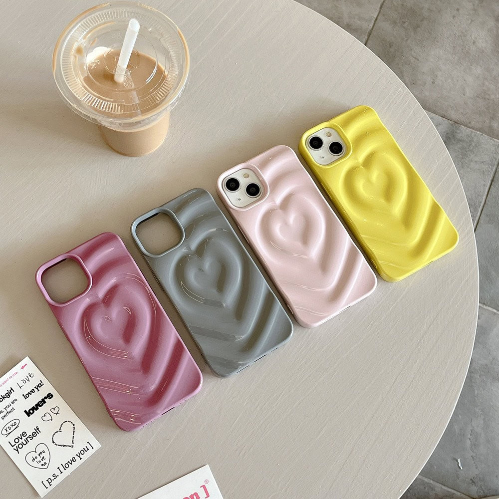 Protective Apple iPhone Back Cover - Heart Glossy Colorful Candy iPhone 3D Textured Case - Style 3
