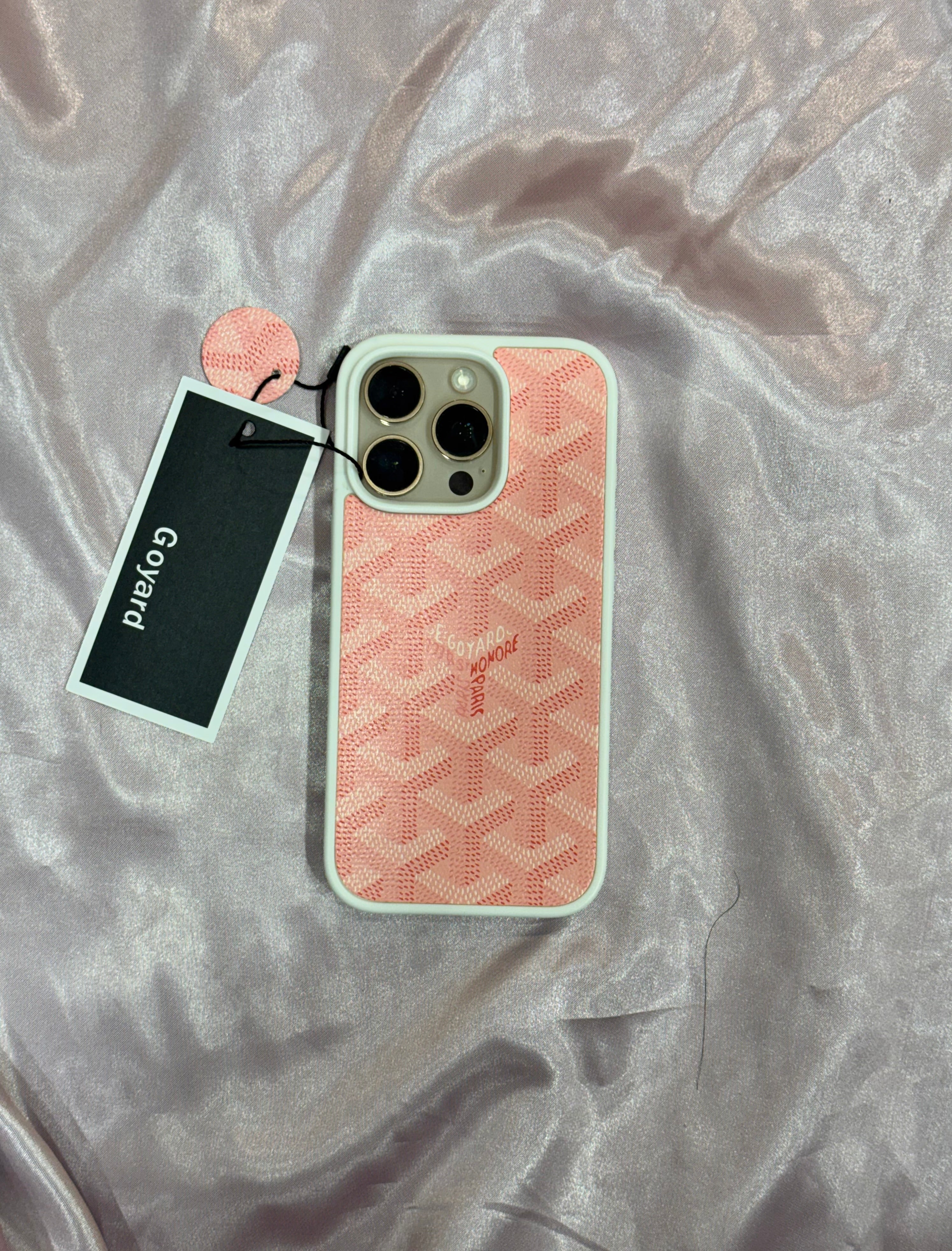 Branded PU Leather Case for iPhone 16 Pro Max (Pink)