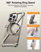Protective Apple iPhone Back Cover - Z Shaped Metal Magsafe Bumper Case with Stand for iPhone - Style 8