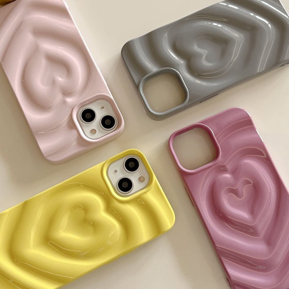 Protective Apple iPhone Back Cover - Heart Glossy Colorful Candy iPhone 3D Textured Case