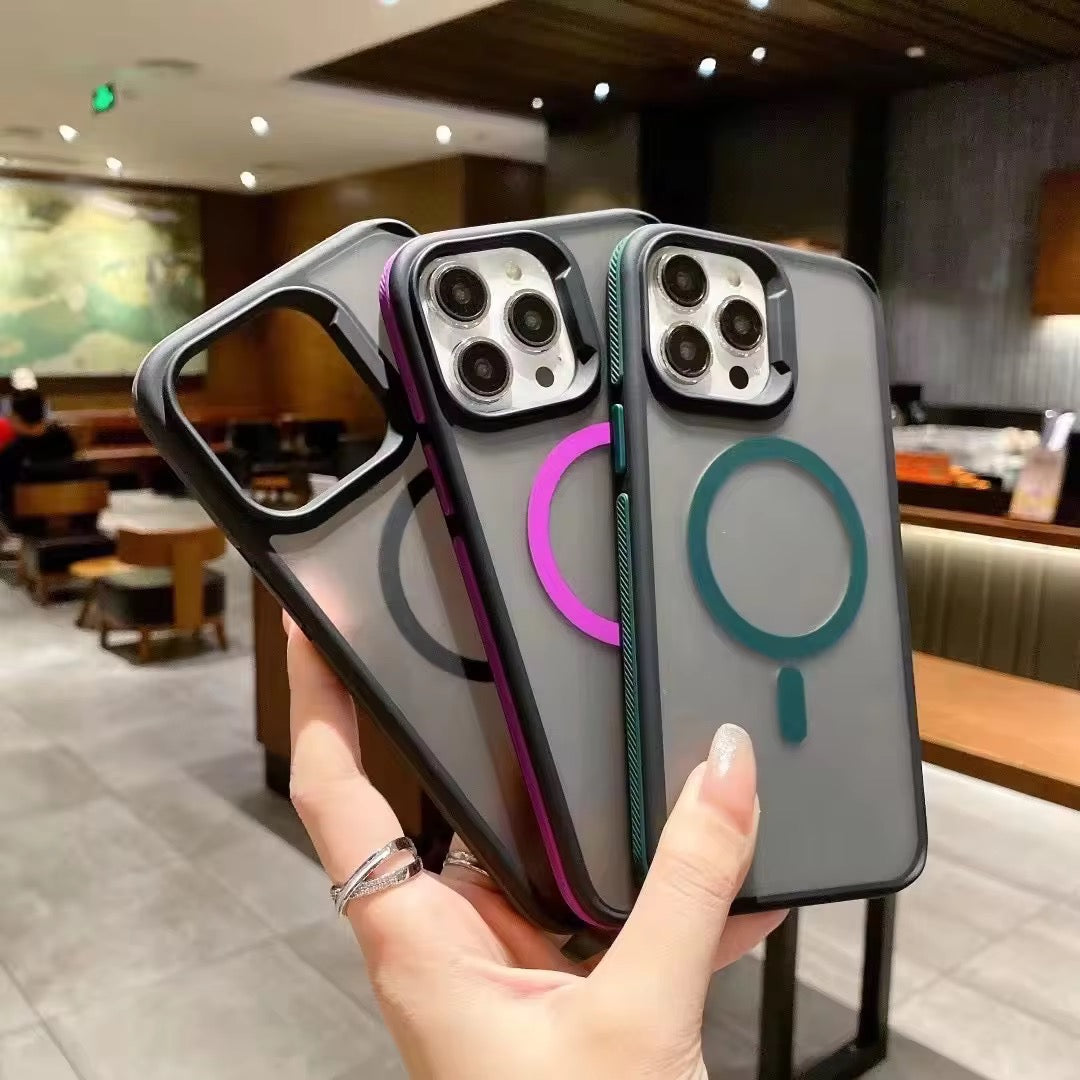 Protective Apple iPhone Back Cover - Tinted Matte Hard Magsafe Case with Color Border for iPhone - Style 6