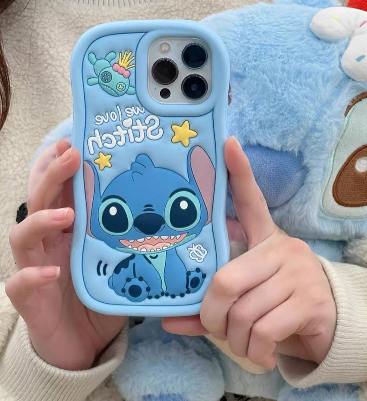 Cute Cartoon 3D Character Design Girly Cases for Girls Boys Women Teens Fun Cool Funny Silicone Soft Shockproof Cover for iPhone, Blue