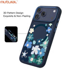 Silicon Protective Magsafe Floral Design Case for iPhone 17 Pro Max (Blue)