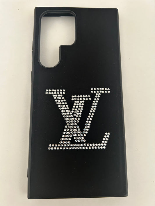 Rhinestone Velvet Back Case for Samsung Galaxy S23 & S24 Ultra Black