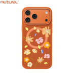 Silicon Protective Magsafe Floral Design Case for iPhone 17 Pro (Orange)