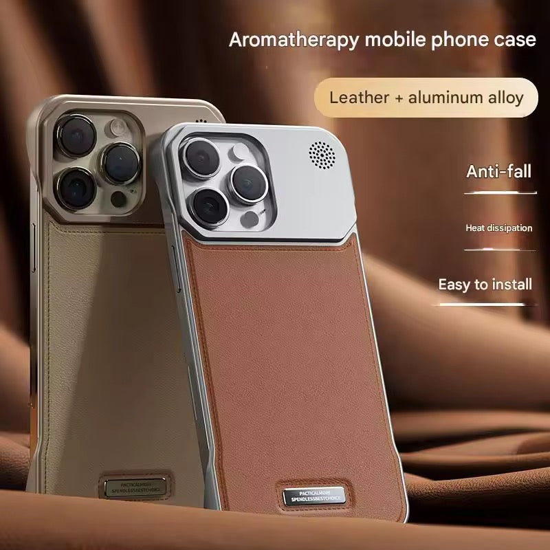 Protective Apple iPhone Back Cover - Aroma Perfume Leather & Metal iPhone Case - Style 2