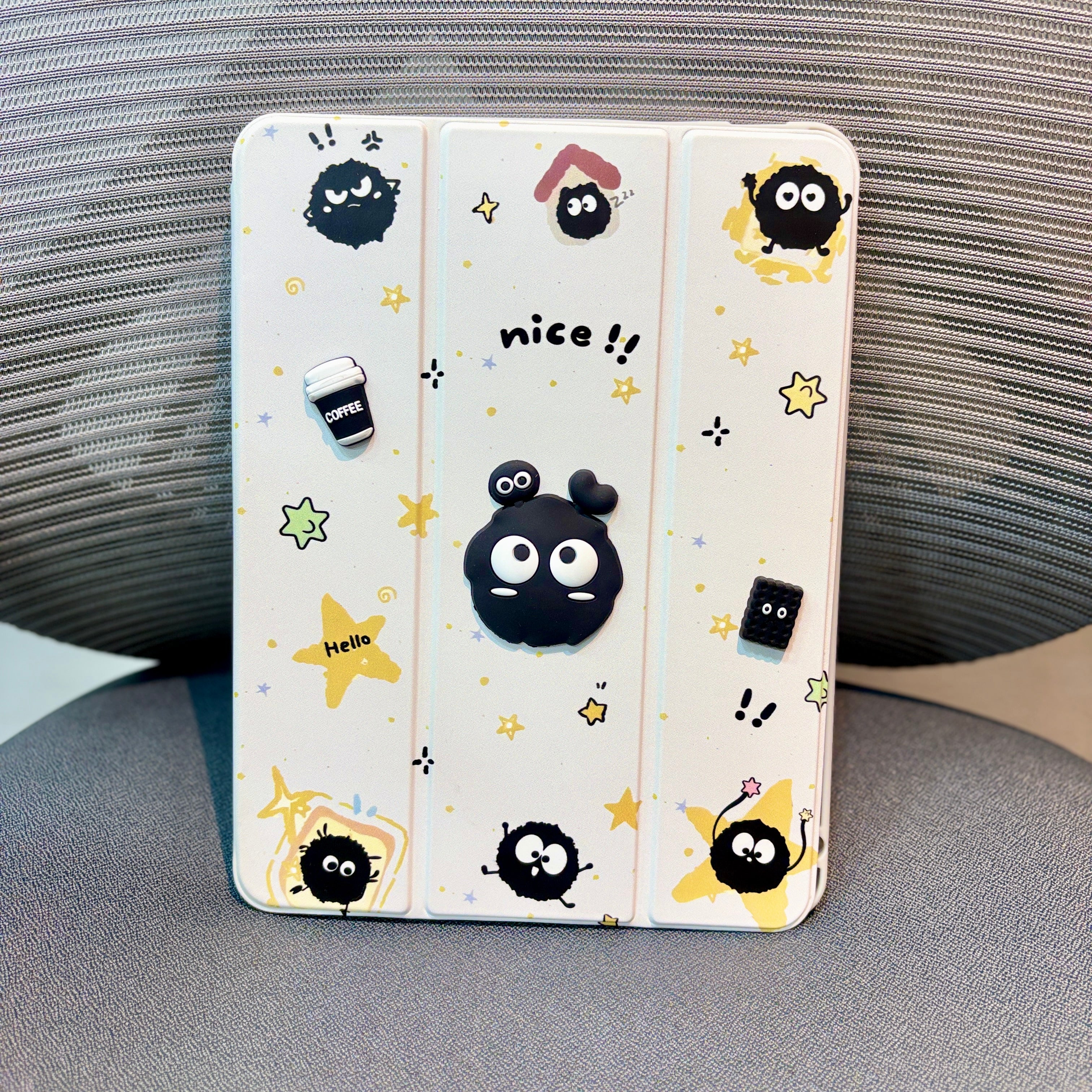 Black - 3D Cartoon Printed iPad Case