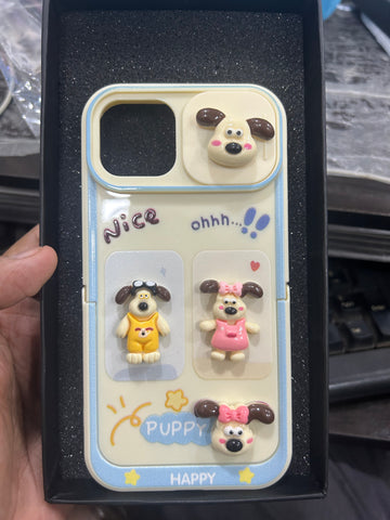 3D Cute Dog with Camera Protection and Stand Case for iPhone