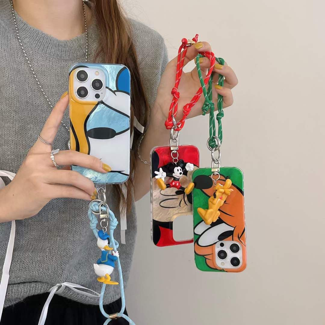 Cute Disney Character Case for iPhone with strap