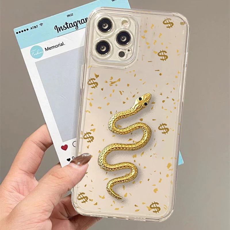 3D Golden Snake Dollar Case for iPhone