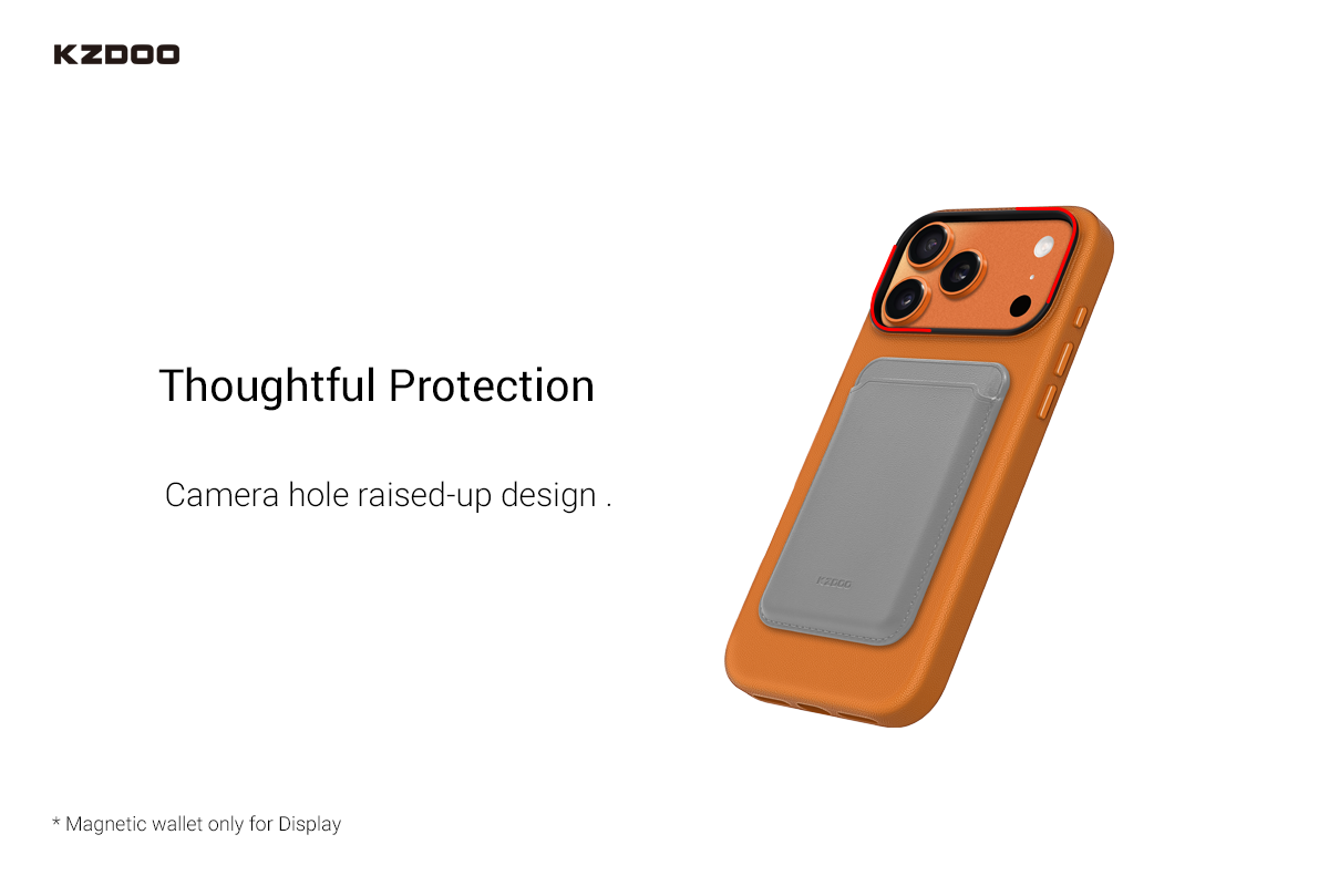 KZDOO MAG NOBLE PU Leather Case For iPhone 17 Pro Max (Orange)