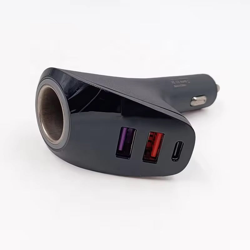 Fast Car Charger with Digital Display – 3 Output Ports